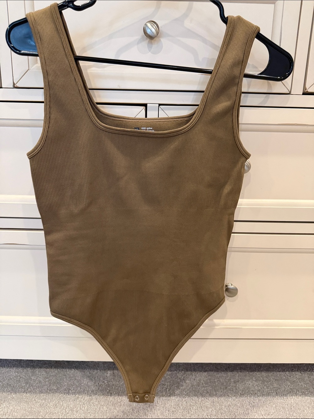 Amazon Brown Ribbed Square-Neck Bodysuit never worn